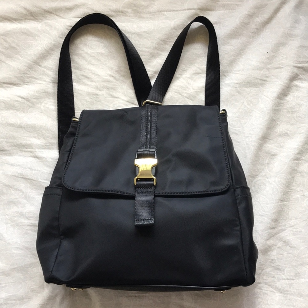 NWOT Kipling Mini Black Backpack with Gold Buckle